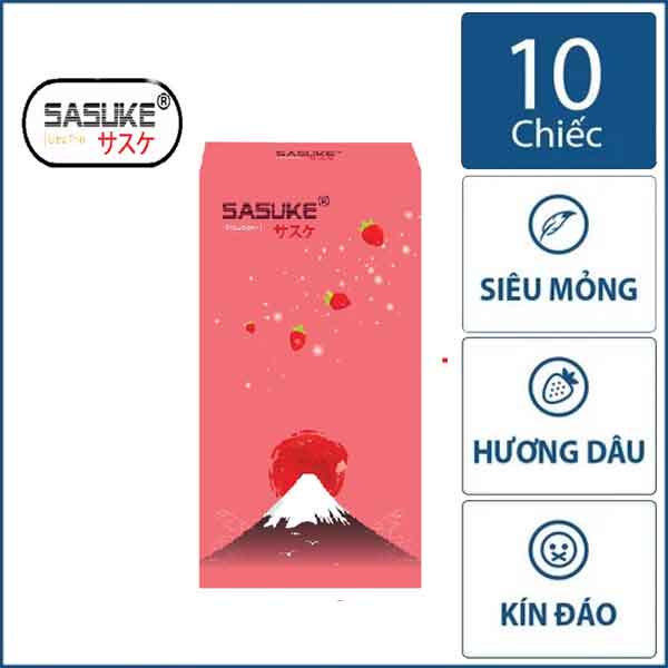 Bao cao su Sasuke hương Dâu siêu mỏng hộp 10 chiếc